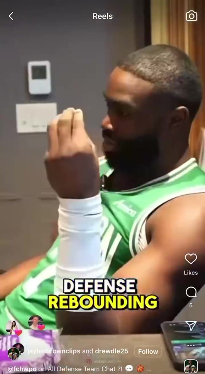 杰倫-布朗表示入選最佳防守陣容是我首要的個人目標